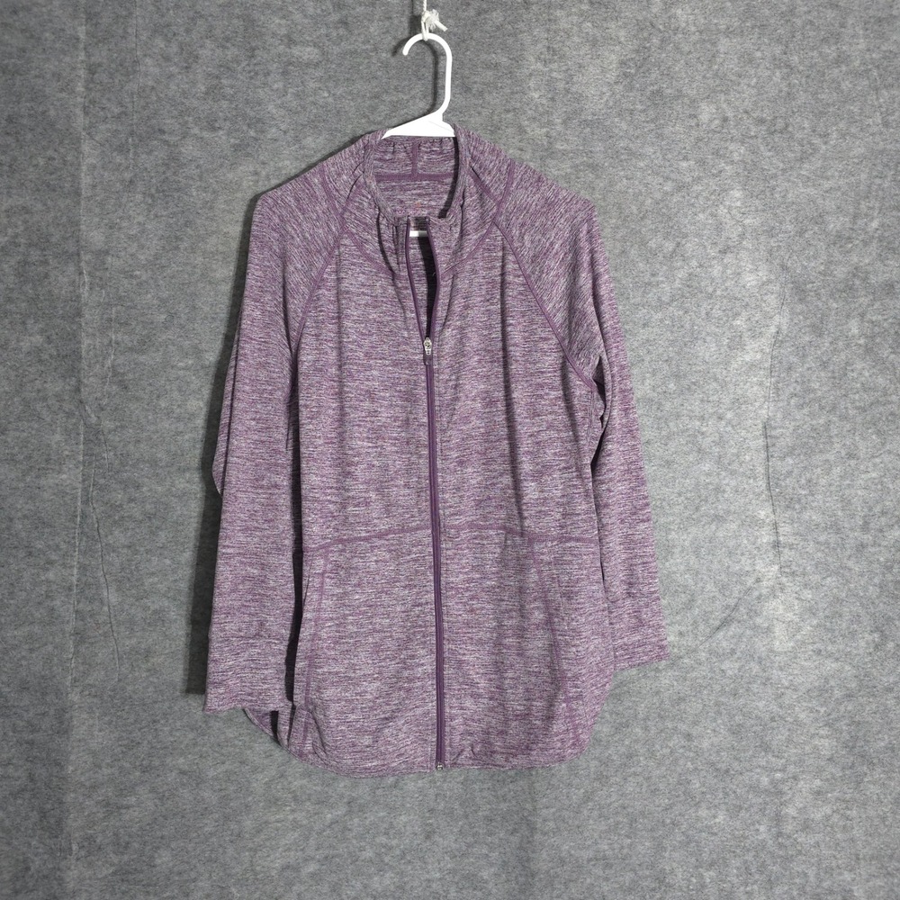 Serene Tangerine Jacket Women XL Plum Heather Space Dye Full Zip Mock Neck Sport